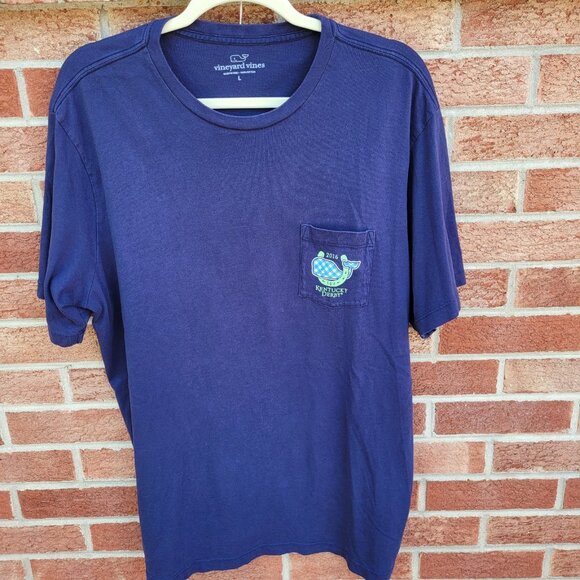 Vineyard Vines Kentucky Derby 2016 Men's Size Large 100% Cotton Blue Crew Neck - Picture 1 of 7